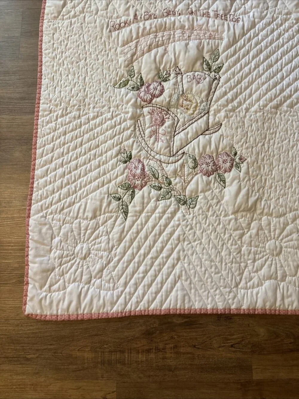 Embroider Baby Girl Blanket Rock A Bye Baby Size Crib
